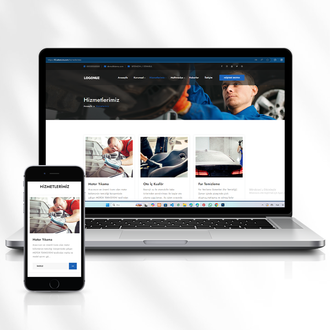 Kurumsal Oto Bakım ve Temizlik Hizmetleri Web Sitesi   83.sitenizin.com
