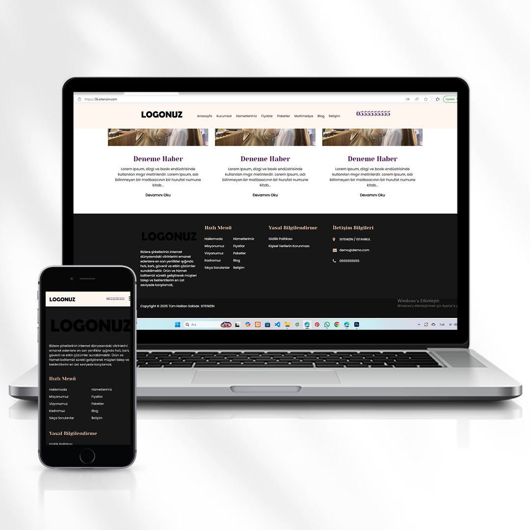 Hizmet ve Tanıtım Web Sitesi  Kurumsal Hizmet Sunan İşletmeler İçin  36.sitenizin.com
