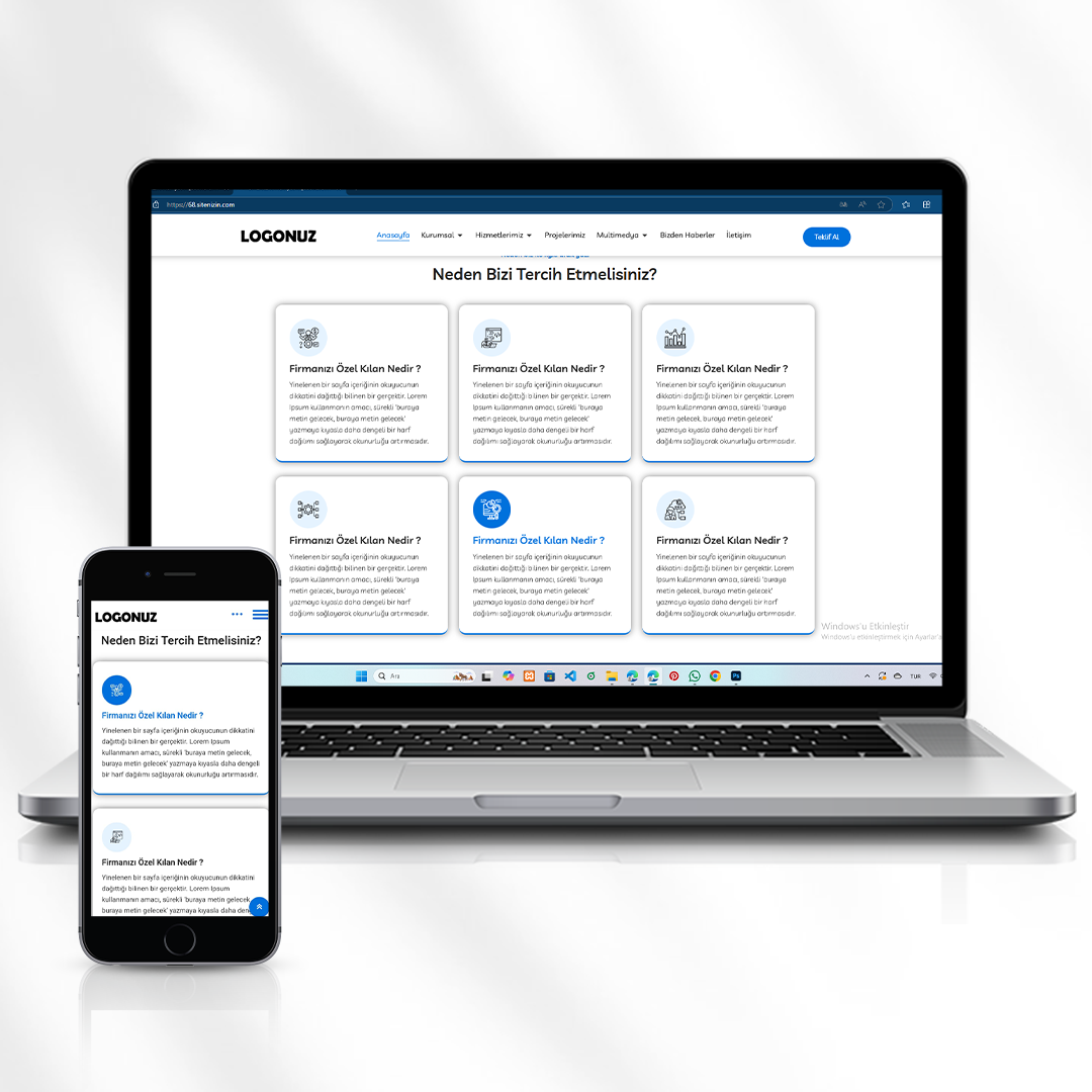 Kurumsal Hizmet ve Proje Tanıtım Web Sitesi  Multimedya Özelliği Kod 68.sitenizin.com