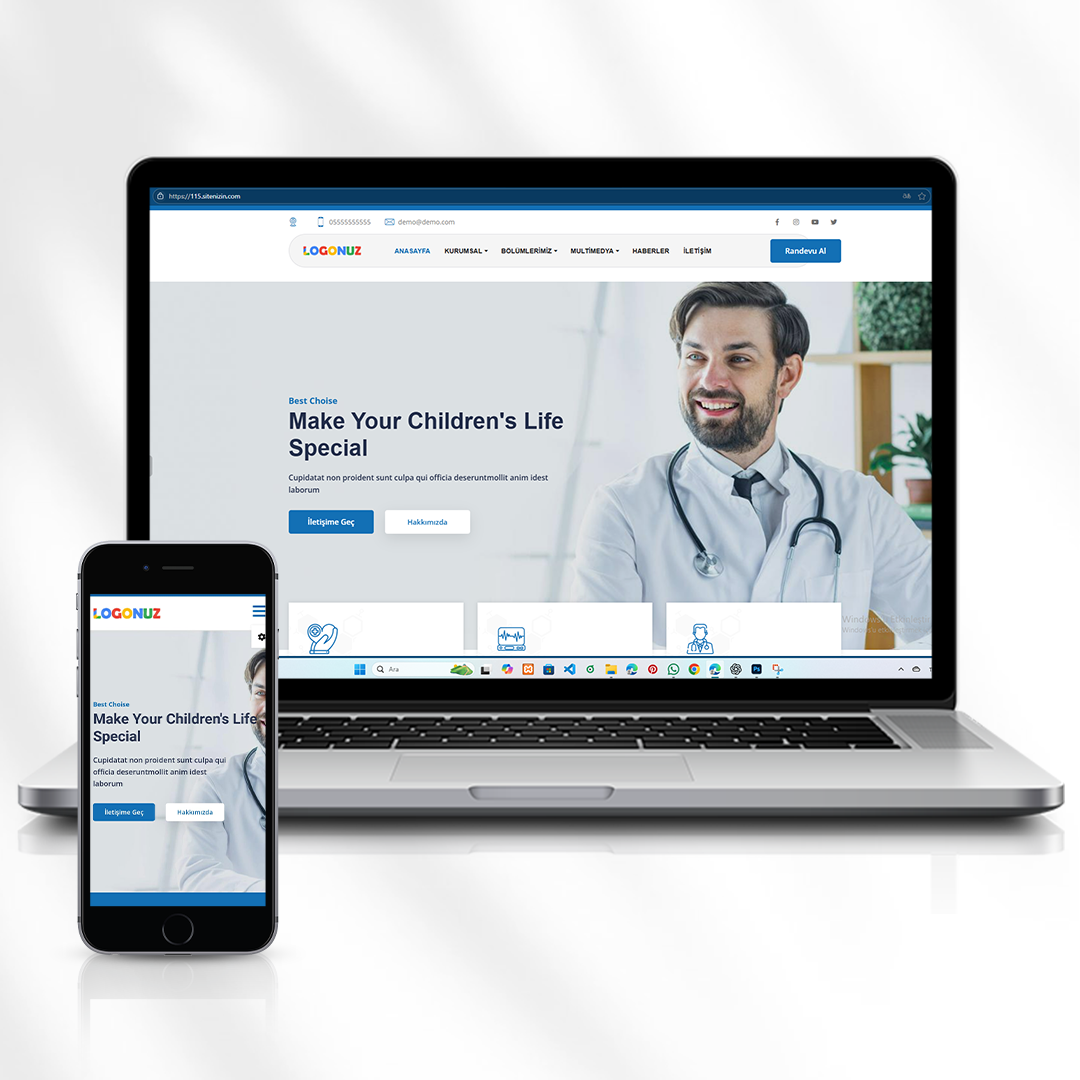 Tıbbi Merkez ve Doktor Tanıtım Web Sitesi  115.sitenizin.com