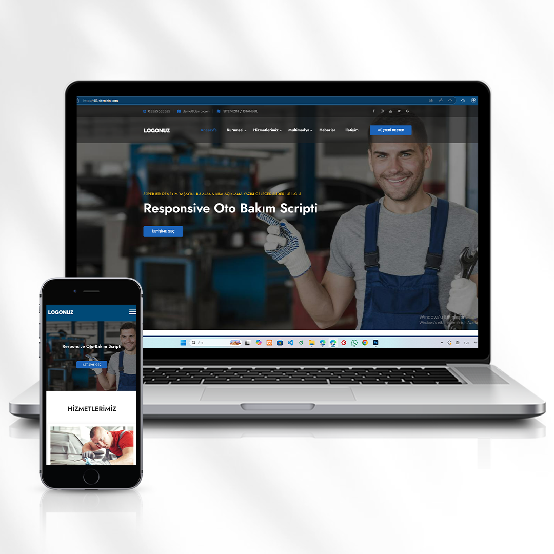 Kurumsal Oto Bakım ve Temizlik Hizmetleri Web Sitesi   83.sitenizin.com