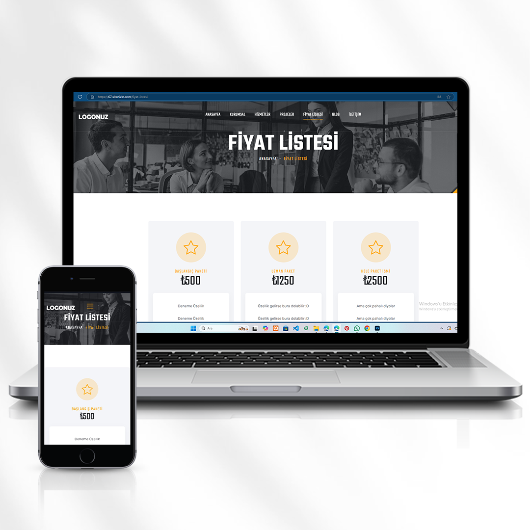 Hizmet ve Proje Tanıtım Web Sitesi Fiyat Listesi Özelliği    67.sitenizin.com
