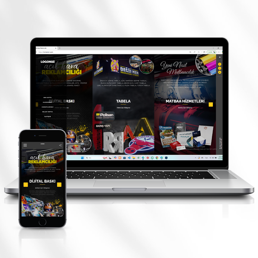 Matbaa Reklam ve Grafik Tasarım Ofisleri İçin Hazır Tanıtım Web Sitesi Kod 4.sitenizin.com