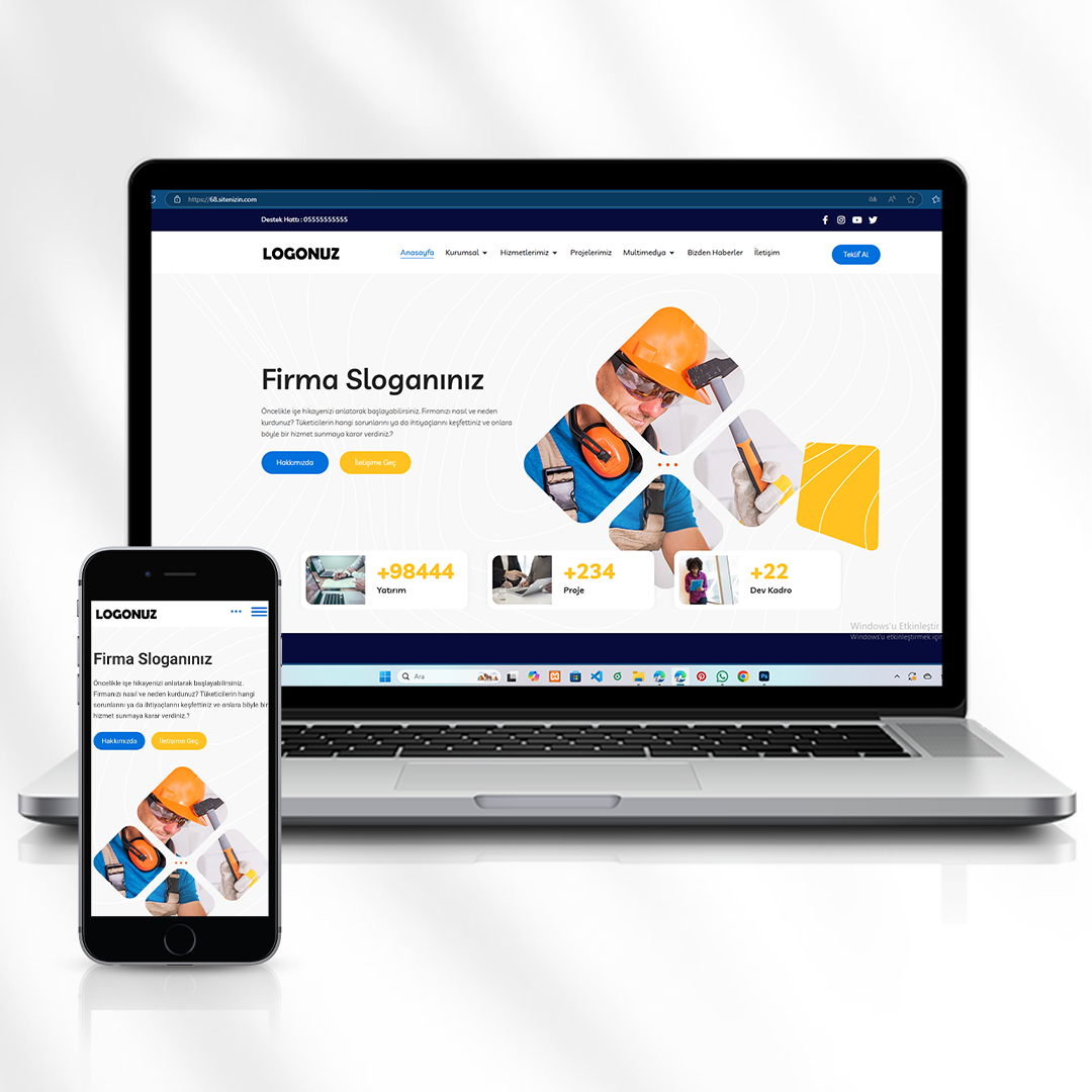 Kurumsal Hizmet ve Proje Tanıtım Web Sitesi  Multimedya Özelliği Kod 68.sitenizin.com