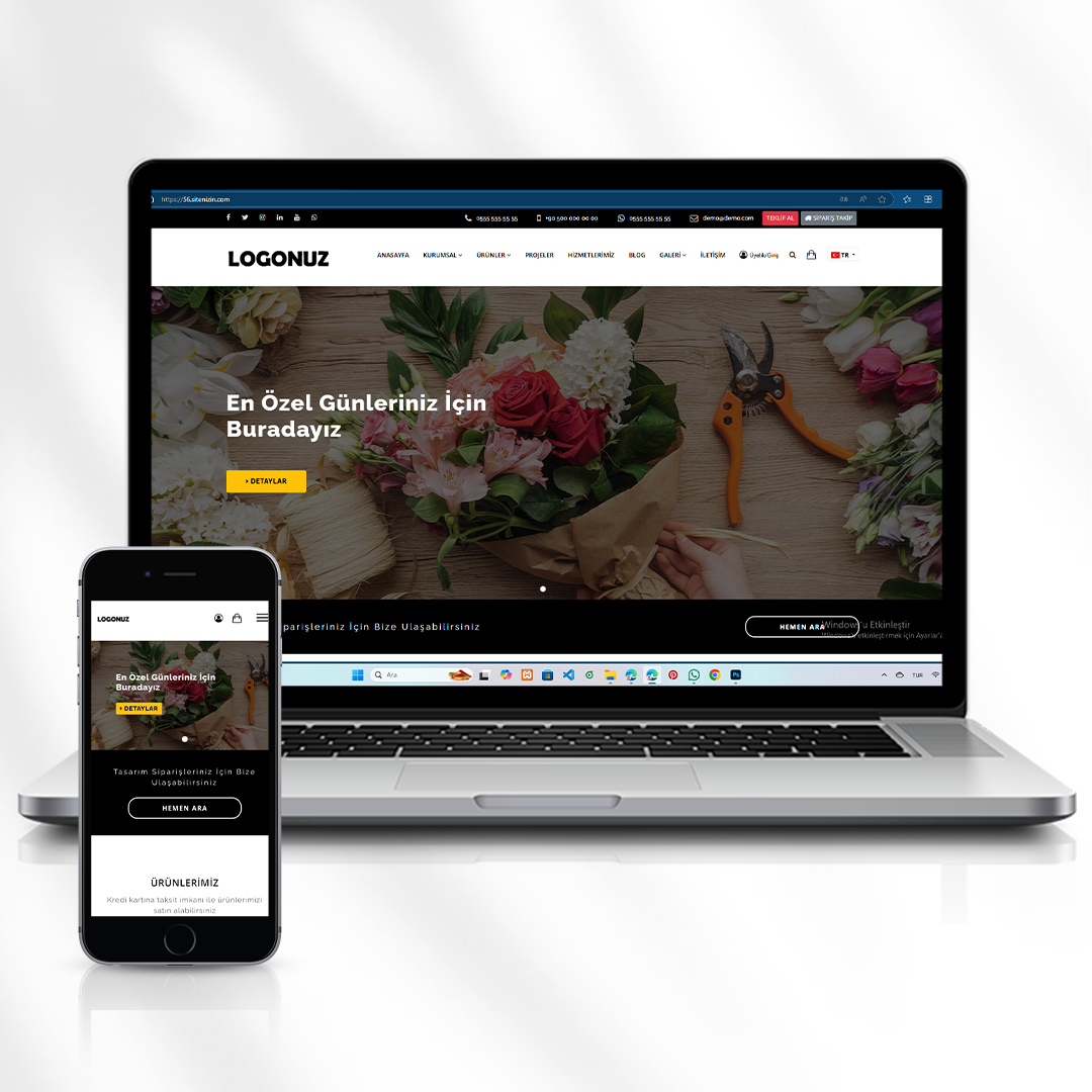 Profesyonel Çiçekçi ve Online Çiçek Mağazası Web Sitesi  56.sitenizin.com