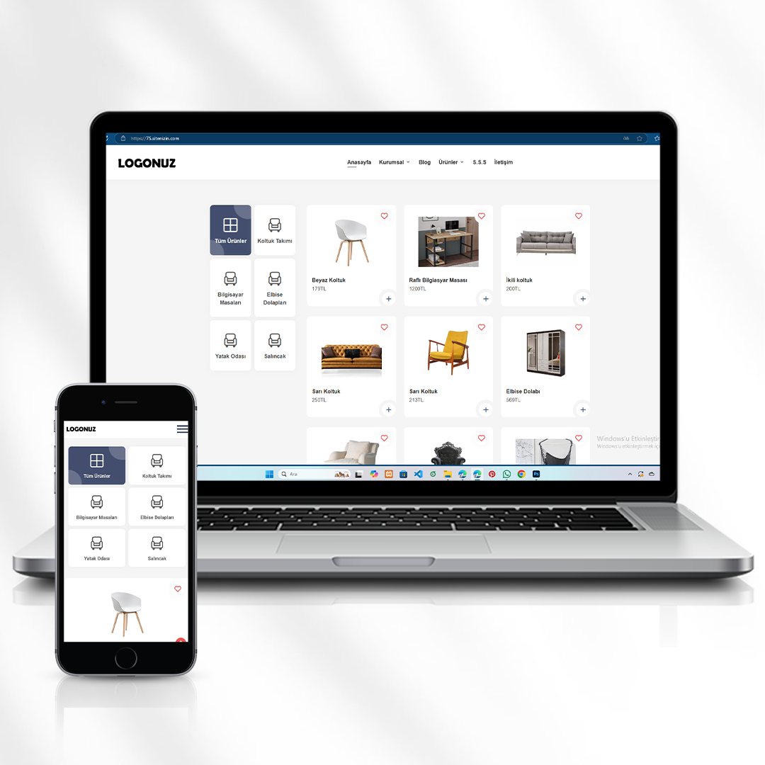 Mobilya ve Ev Dekorasyonu E-Ticaret Sitesi (Ödemesiz Sistem)   75.sitenizin.com
