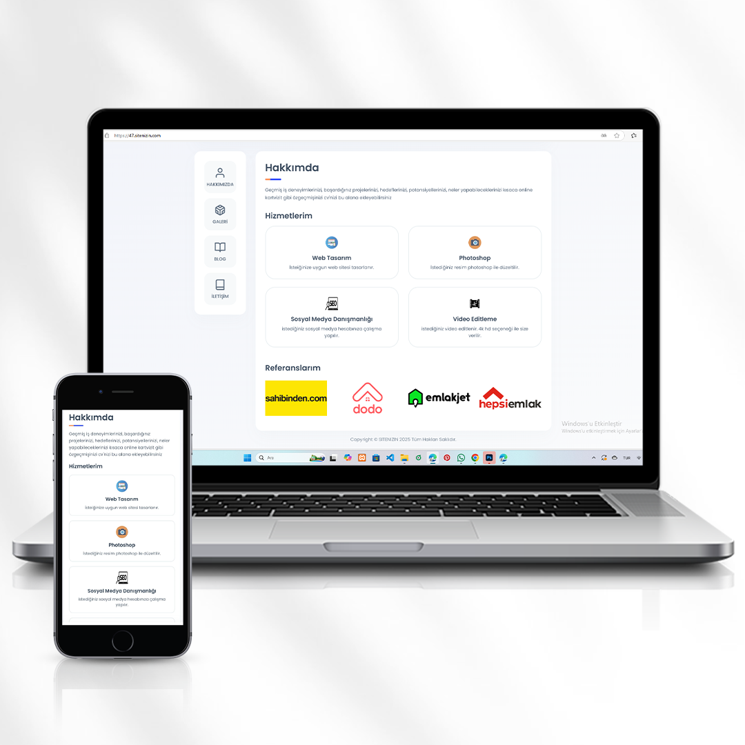 Kişisel Hizmet ve Dijital Portföy Sitesi  Freelance Uzman Web Sitesi  47.sitenizin.com