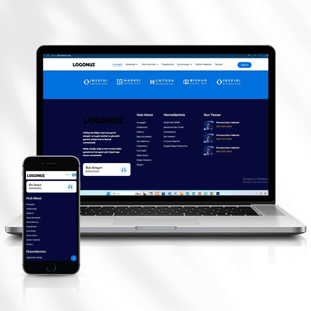 Kurumsal Hizmet ve Proje Tanıtım Web Sitesi  Multimedya Özelliği Kod 68.sitenizin.com