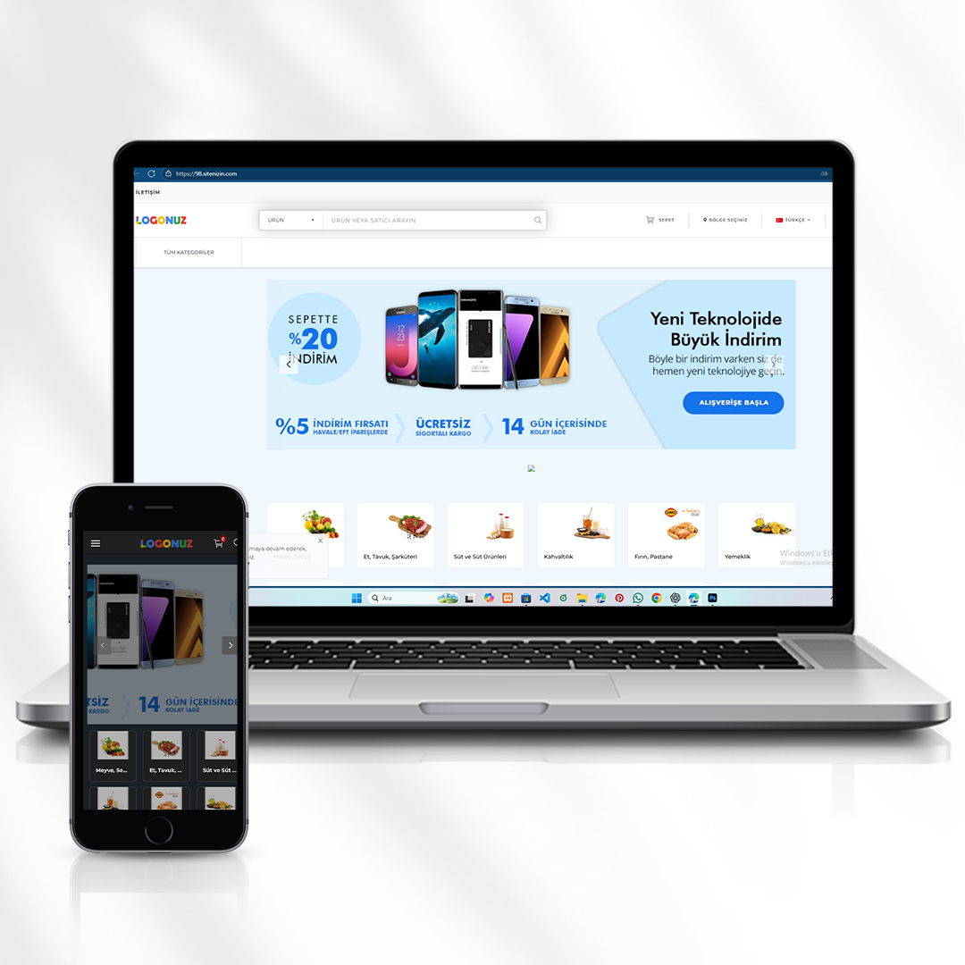 Online Süpermarket ve Market Ürünleri Satış Sitesi 98.sitenizin.com