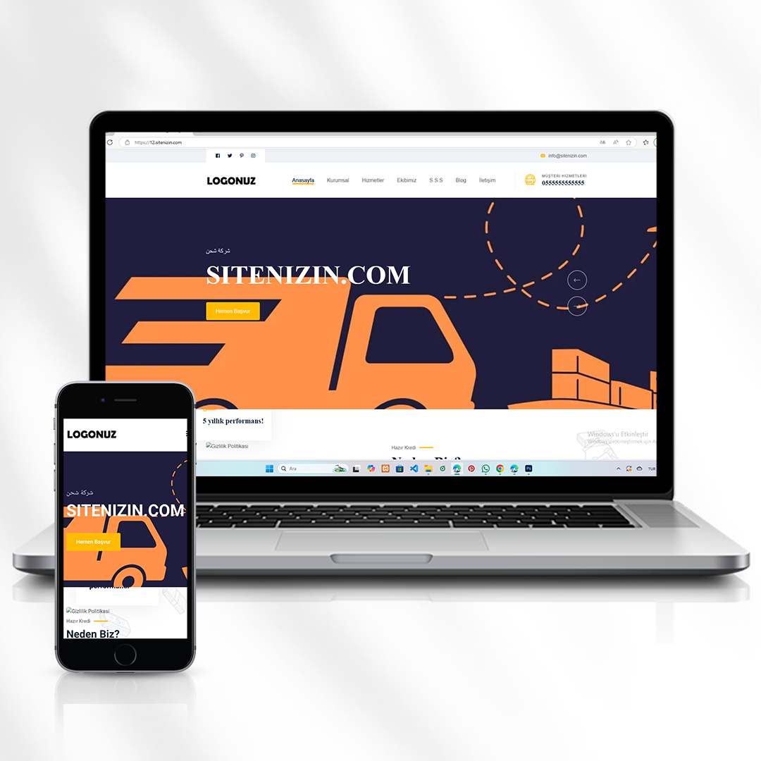 Nakliyat Kargo ve Genel Hizmet Şirketleri İçin Kurumsal Web Sitesi Kod 12.sitenizin.com