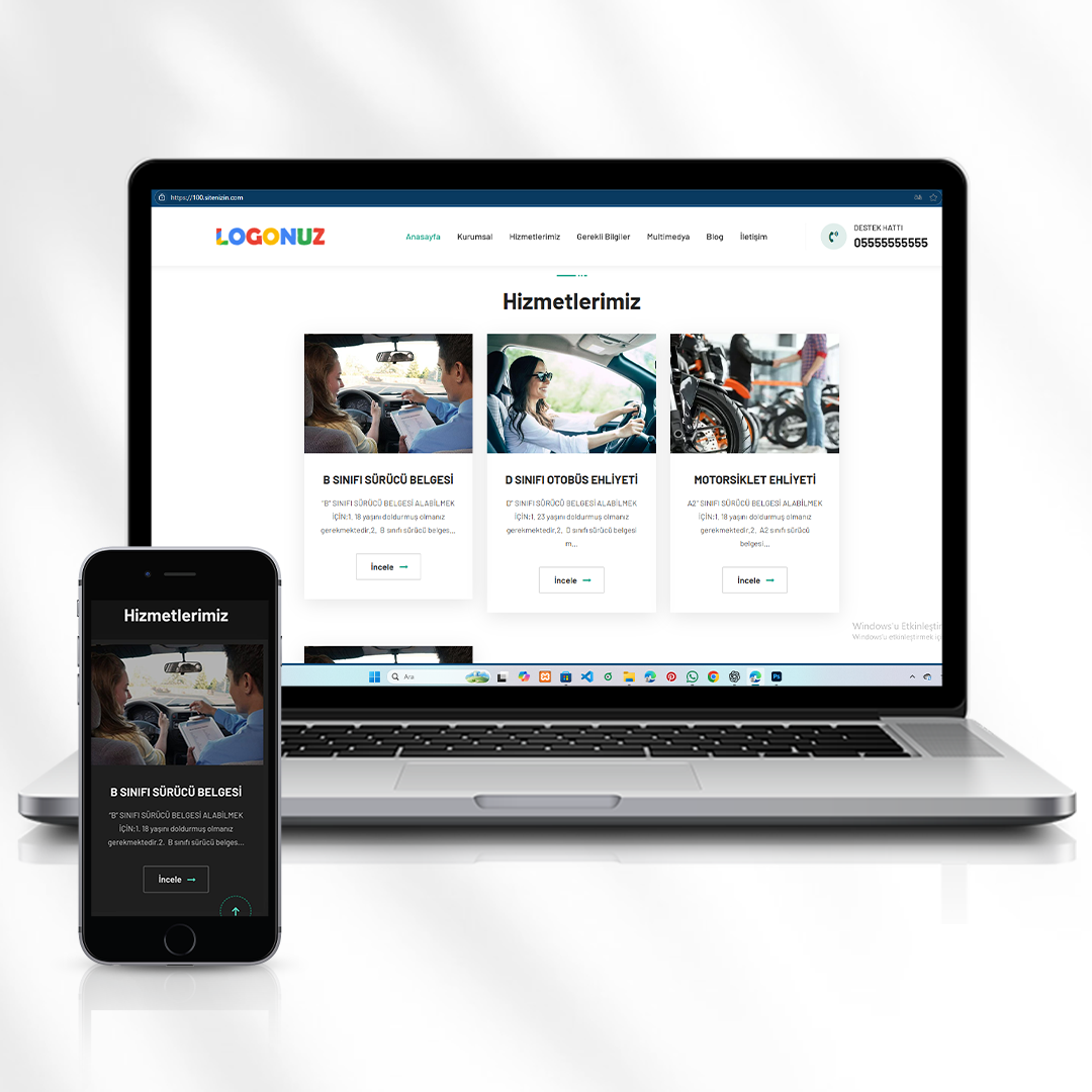 Sürücü Kursu ve Direksiyon Eğitimi Web Sitesi  100.sitenizin.com