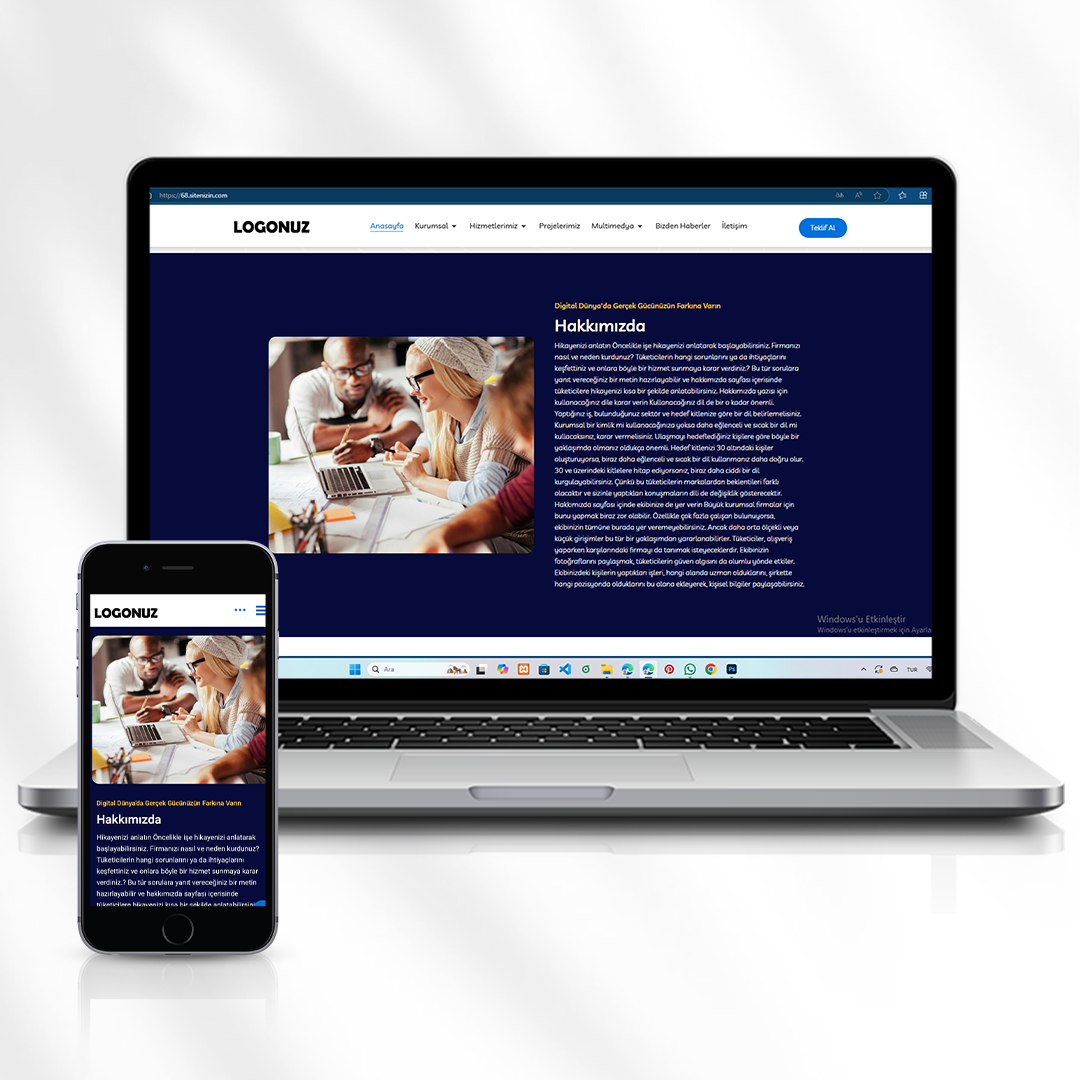 Kurumsal Hizmet ve Proje Tanıtım Web Sitesi  Multimedya Özelliği Kod 68.sitenizin.com