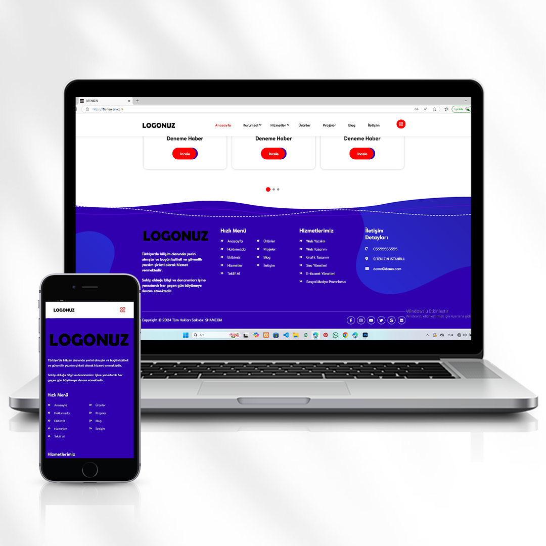 Ürünlü Hizmet Web Sitesi Ödeme Sistemi Olmadan Ürün Tanıtımı ve Talep Formu Kod 8.sitenizin.com