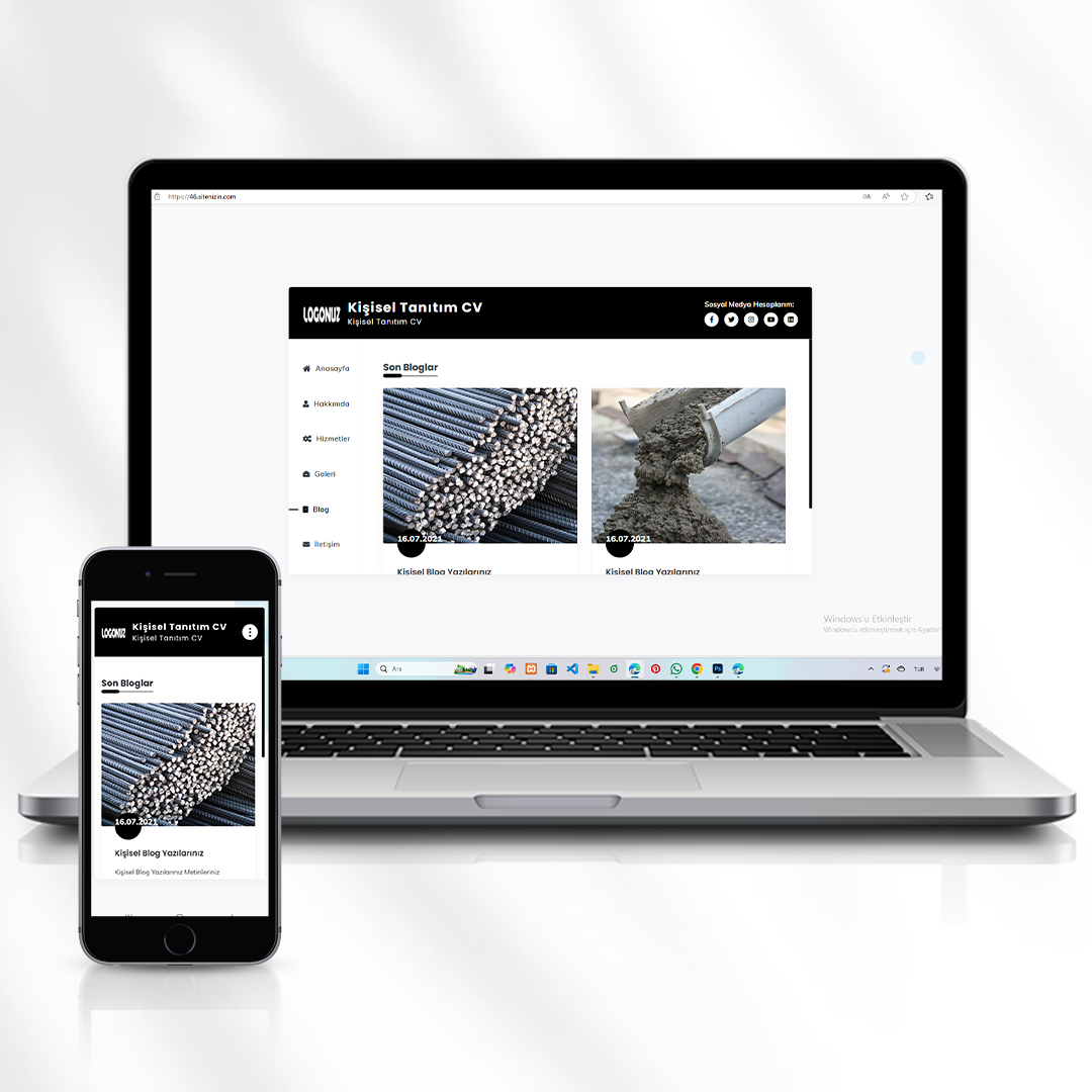 Kişisel Hizmet ve Portföy Sitesi  Freelancer Tanıtım Web Sitesi  46.sitenizin.com