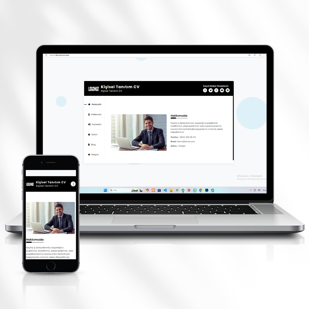 Kişisel Hizmet ve Portföy Sitesi  Freelancer Tanıtım Web Sitesi  46.sitenizin.com