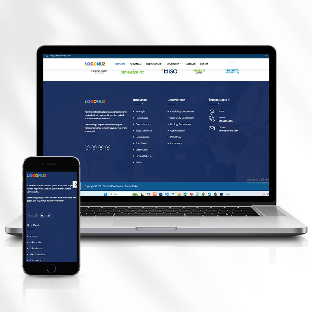 Tıbbi Merkez ve Doktor Tanıtım Web Sitesi  115.sitenizin.com