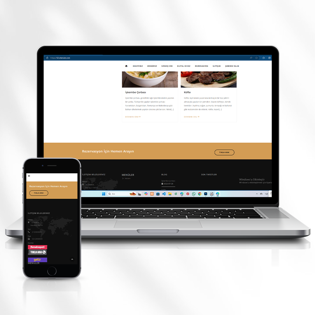 Kurumsal Web Sitesi  Restoran ve Menü Tanıtımı  52.sitenizin.com